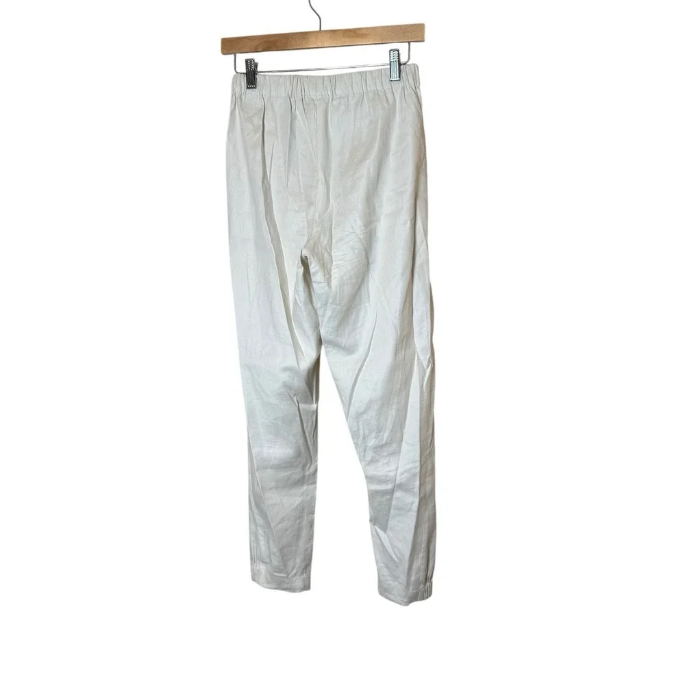 Babaton Dexter Linen‎ Blend Trouser Ankle Pants Small Ivory Quiet Luxury Neutral